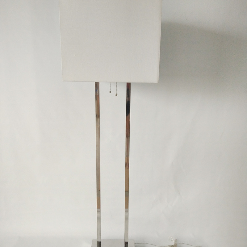 Supply pure white linen floor lamp shade The gold foil stainless steel primary living room hotel ded