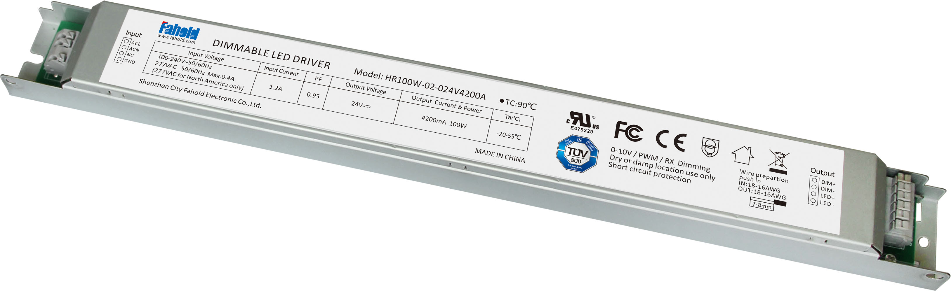 Constant Voltage 100W LED Drivers for LED Linear Lights UL TUV Certified