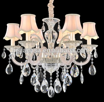 High Quality Wrought Iron Glass Chrome 8 Lights Crystal Lamp For Room