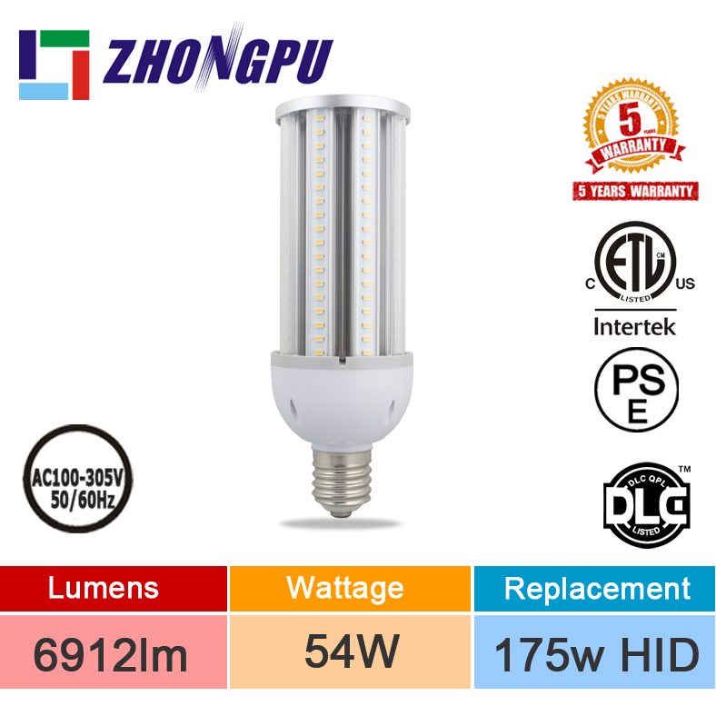 DLC ETL FCC PSE 54W 6955lm IP64 Waterproof LED Corn Bulb Light