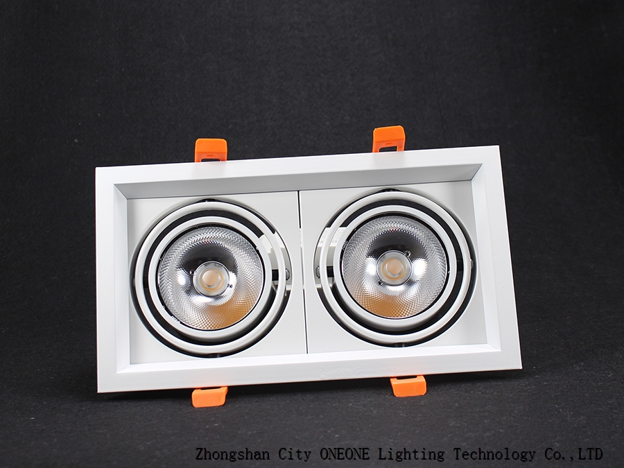 Double head high range All Aluminum LED COB Grid spotlights CREE chip CUTOUT 215mm and 115mm