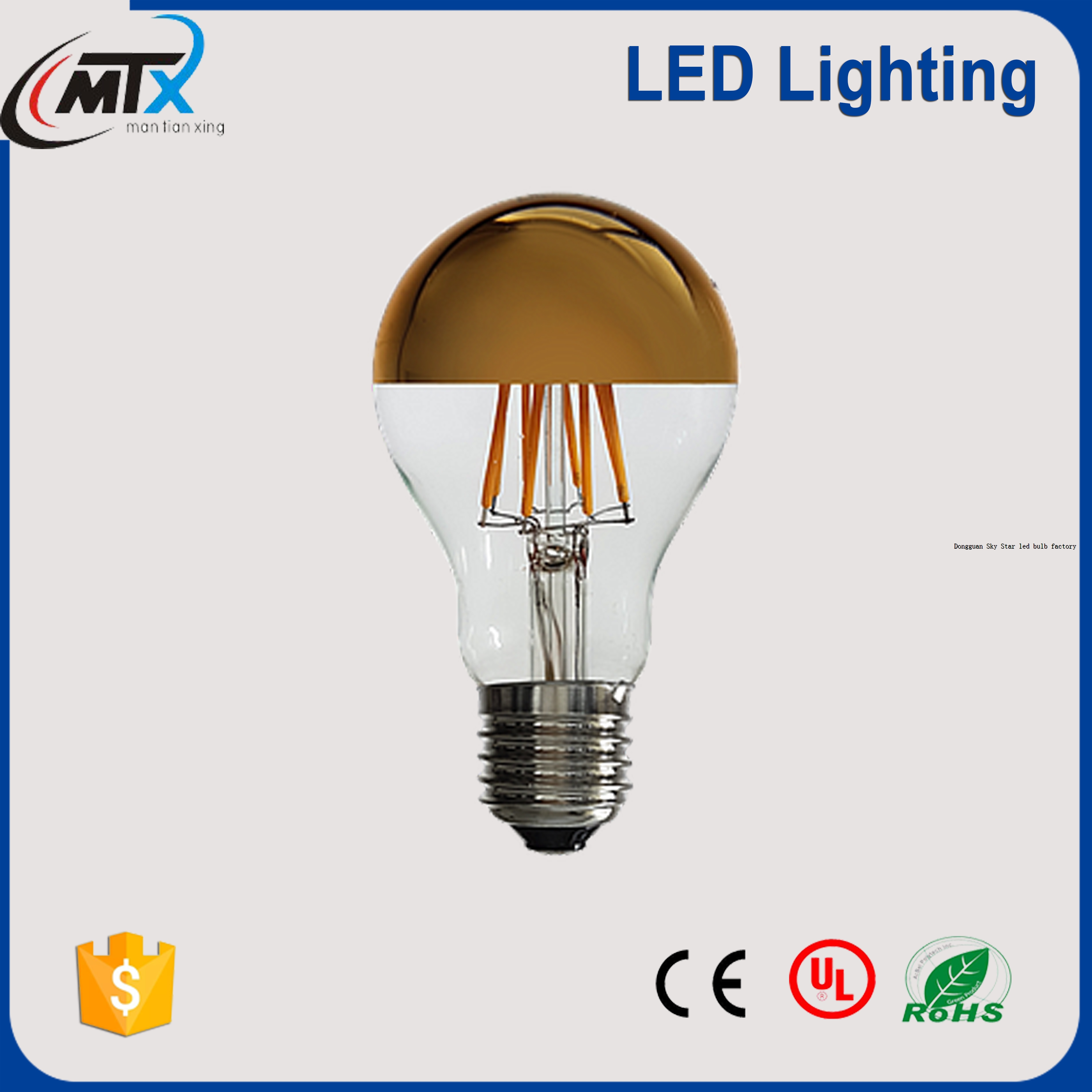 2W 4W 6W 8W Amber Cover LED Filament Bulb Lamp