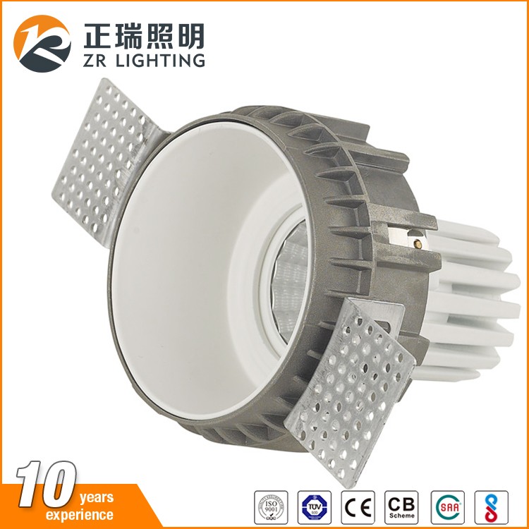 Die-casting Aluminum round and quare 7w 12w 30w trimless COB LED downlight