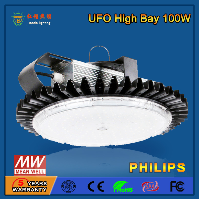 5 Years Warranty 100W UFO LED High Bay Light with Philips LED Chip and Meanwell LED Driver