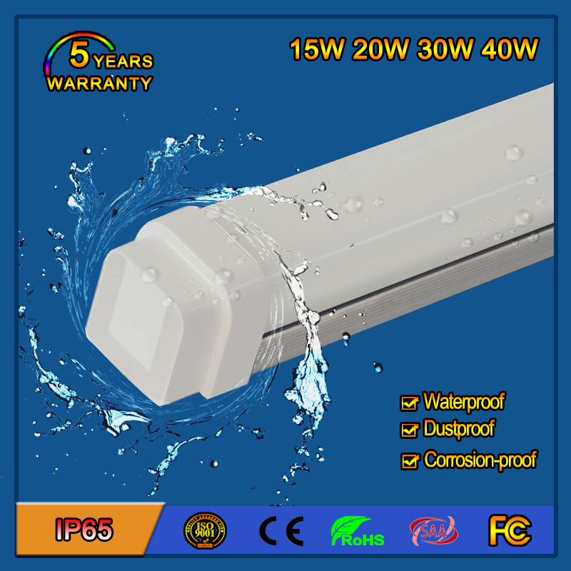 15W IP65 Waterproof LED Tri-Proof Light with 5 Years Warranty