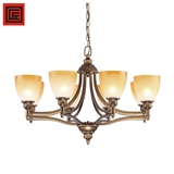 Moderm chandelier ceiling lamp with frosted glass bronze iron E27 light bulbs