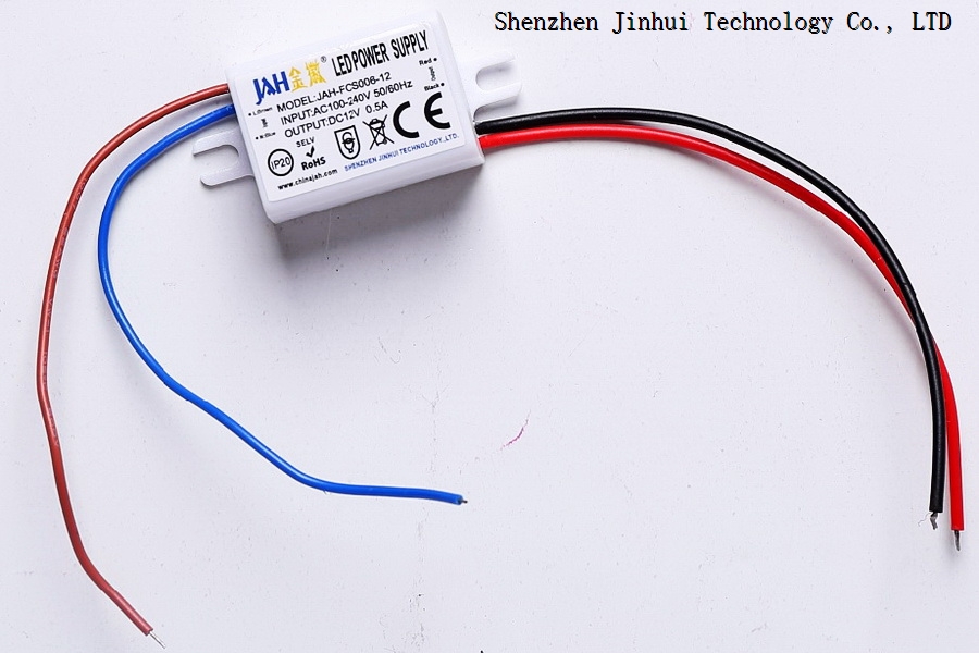6W Small Size Indoor Plastic Power Supply 12V 0.5A CE Certificate LED Drivers Manufacturer