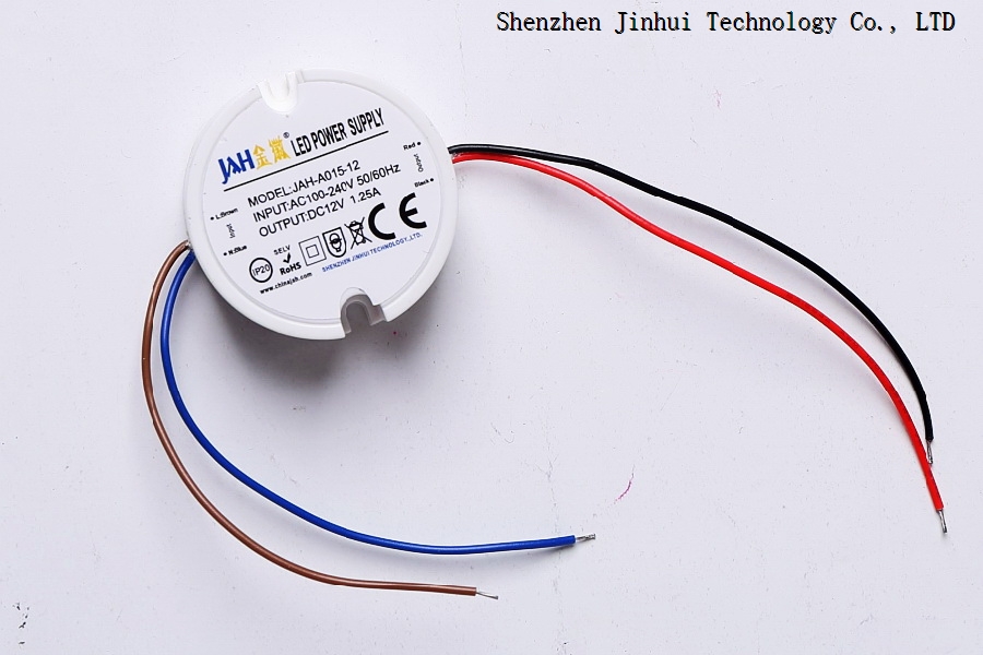 15W Small Size Round Indoor Plastic Power Supply 12V 1.25A CE Certificate LED Drivers Manufacturer