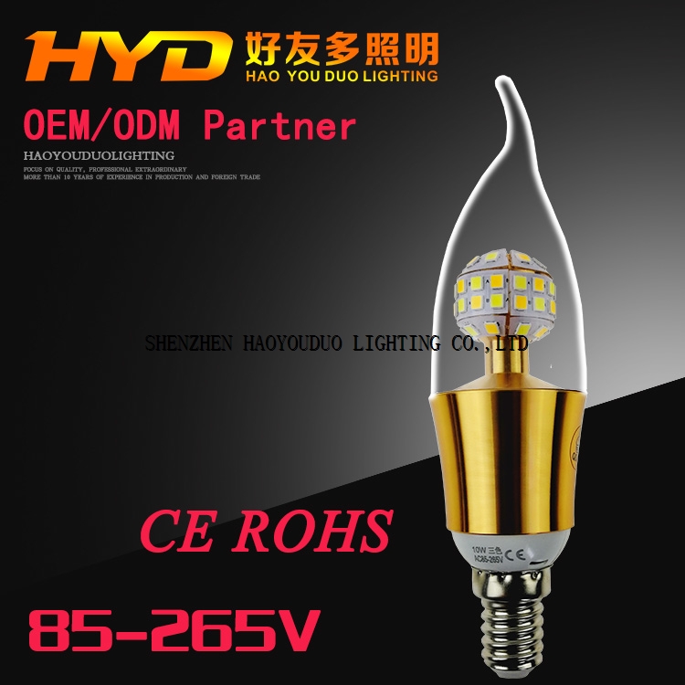 E12 E14 B22 E27 3W 5W 110v 220v dimmable warm cool white LED candle candelabra bulbs for crystal cha