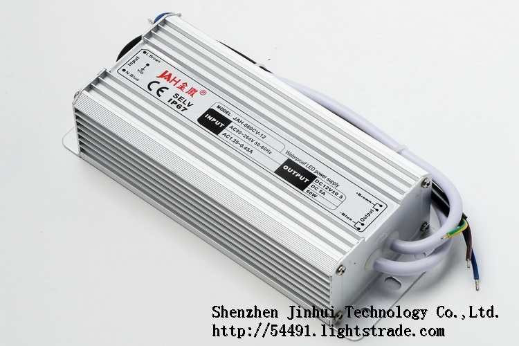 60W 24V 2.5A JAH-Waterproof LED power supply Constant Voltage IP67 with CE RoHS Sufficient Power