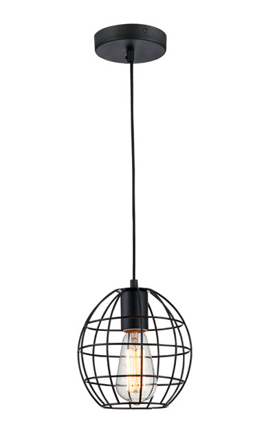 P1052 E27 Cage pendant light Vintage Modern Black hanging lamp