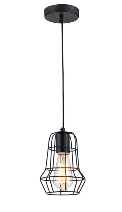 P1053 E27 Cage pendant light Vintage Modern Black hanging lamp