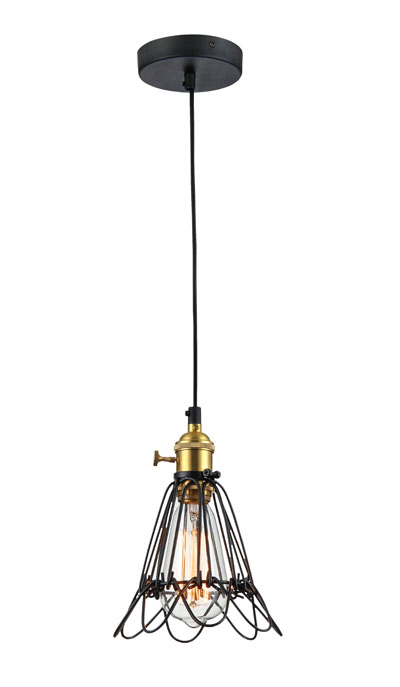 P1049 E27 Cage pendant light Retro and Vintage Modern Black hanging lamp