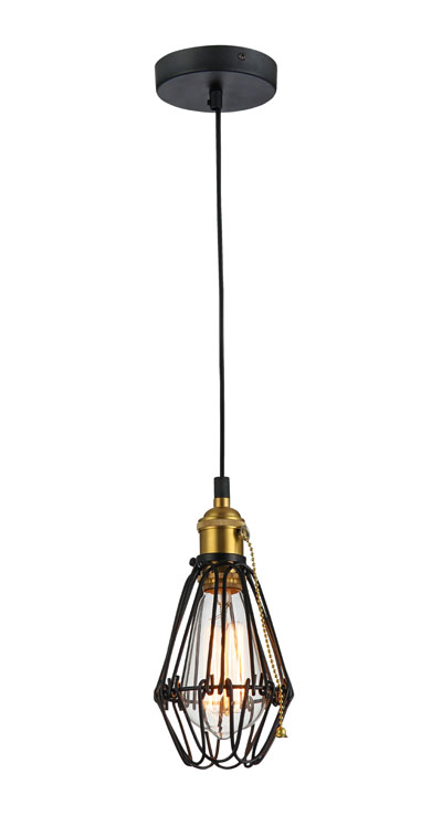 P1049-1 E27 Cage pendant light Retro and Vintage Modern Black hanging lamp