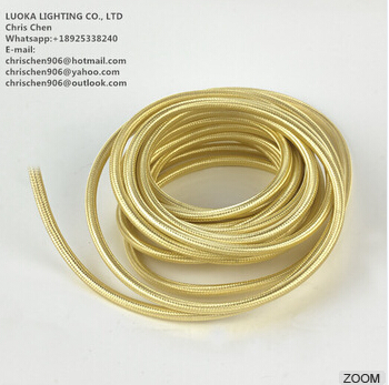 Gold Textile Lighting Wires And Fabric Electrical Cables