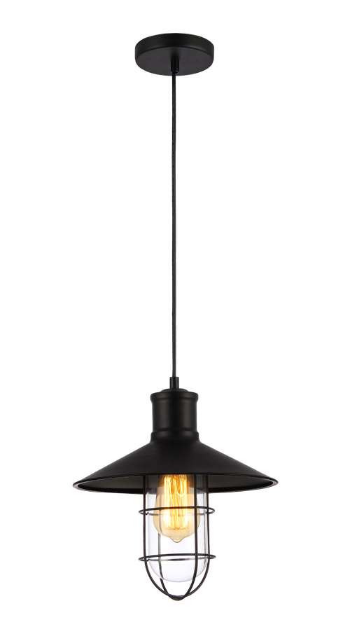 P1084 E27 pendant light Black metal design Vintage Modern hanging lamp