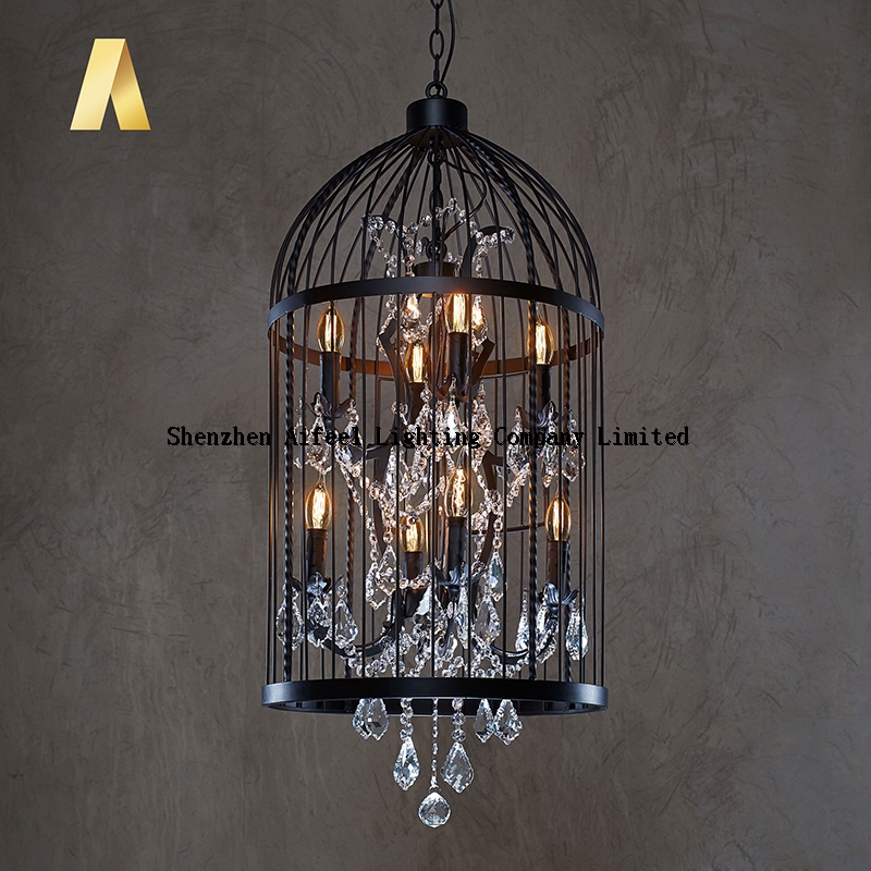 Moroccan industrial vintage bird cage chinese K9 crystal ceiling decorative fancy chandelier