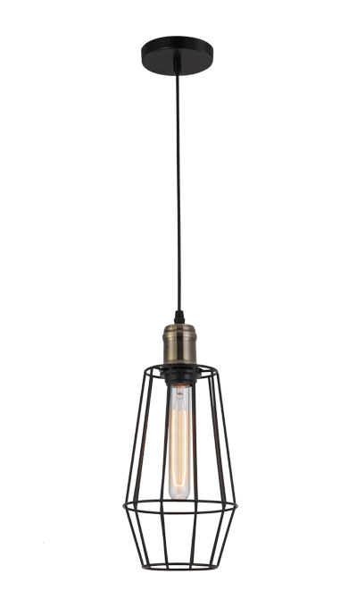 P3104 E27 pendant light Metal design Vintage Black hanging lamp