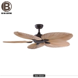 Hot Sale Natural Style Palm Leaf Fan Energy Saving Led Lamp Remote Control Decorative Ceiling Fan Wi