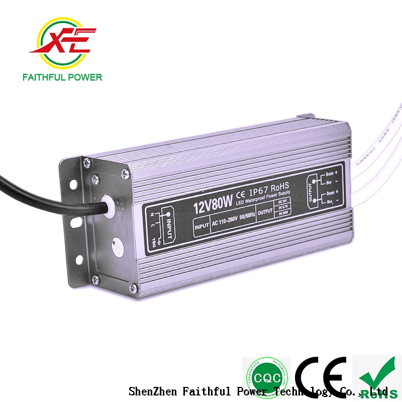 80W 220-230V Input High Voltage DC12v Waterproof Electronic Led Driver Switching Power Supply