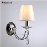 Rima Lighting Hot Sale Classic Wall Lamp with Fabric Lampshade and Crystal Decoration for Living