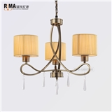 Rima Lighting Hot Sale Classic Deluxe Modern Chandeliers with Fabric Lampshade and Crystal Decor