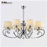 Rima LightiItemng Hot Sale Classic Deluxe Modern Chandeliers with Fabric Lampshade and Crystal Decor