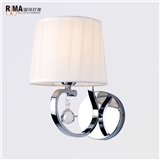 Rima Lighting Hot Sale Modern Wall Lamp with Fabric Lampshade and Crystal Decoration for Living Room