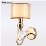 Rima Lighting Hot Sale Modern Wall Lamp with Fabric Lampshade and Crystal Decoration for Home 1405