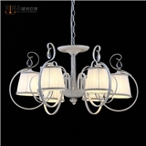 Rima Lighting Hot Sale Modern Chandelier with Fabric Lampshade and Crystal Decoration