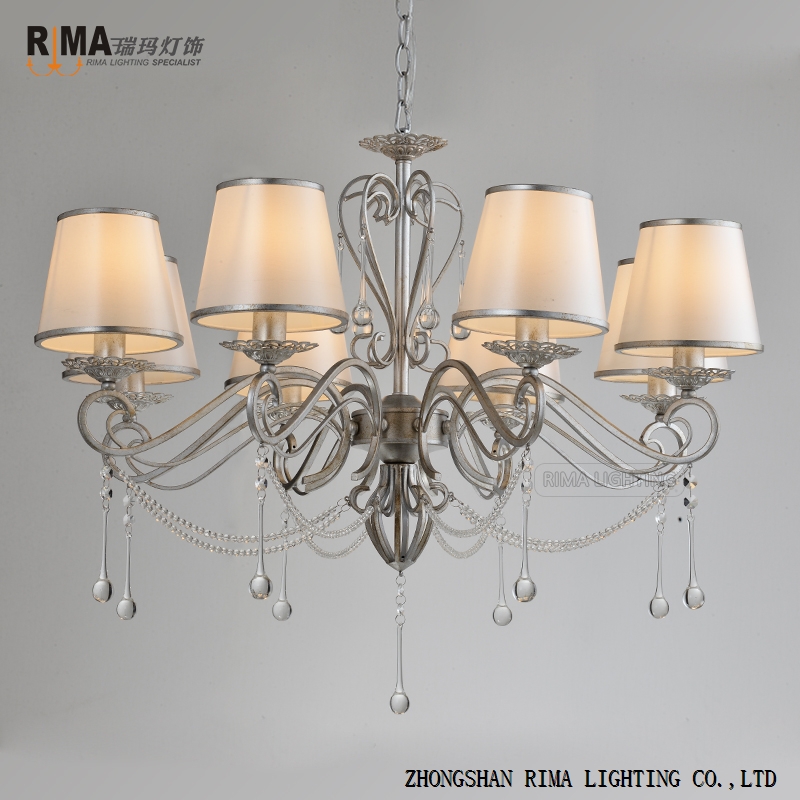 Rima Lighting Classic Chandeliers with Fabric Lampshade for Home and Hotel Decoration 1685