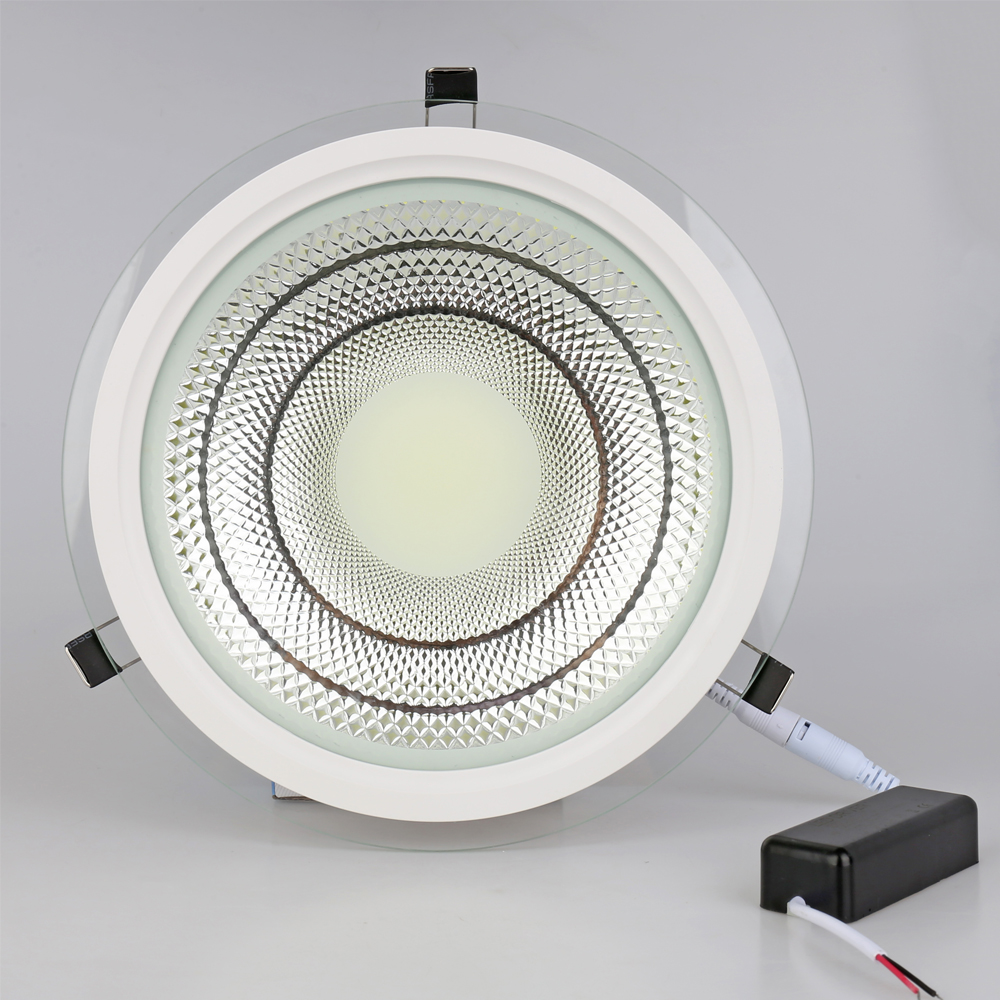 SMD2835 High Brightness recessed round glass led panel light