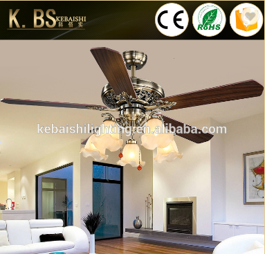 New Products Fashion European Style Ceiling Lamp Fan Rope Control Light Bronze Silent Modern Ceiling
