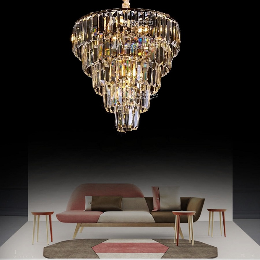 Popular big rustic modern crystal beaded led light chandelier
