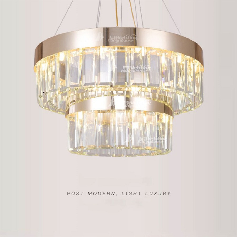 Decorative Round 2 Crystal Chandelier Pendant Light Hanging Luxury