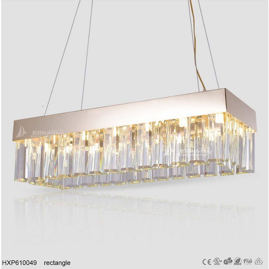 American modern creative long rectangle crystal metal Chandelier lighting