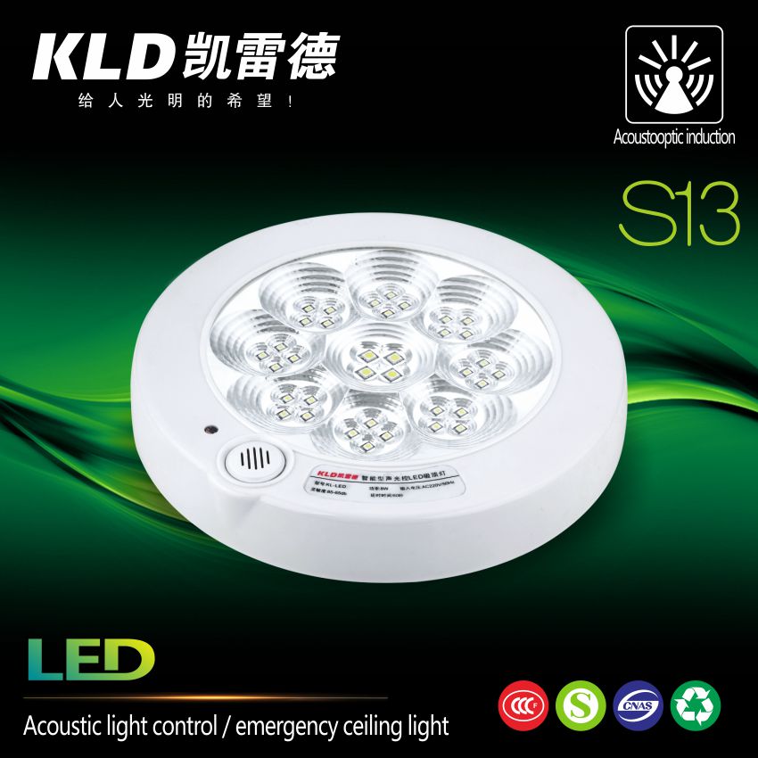 Acoustic light control emergency ceiling light