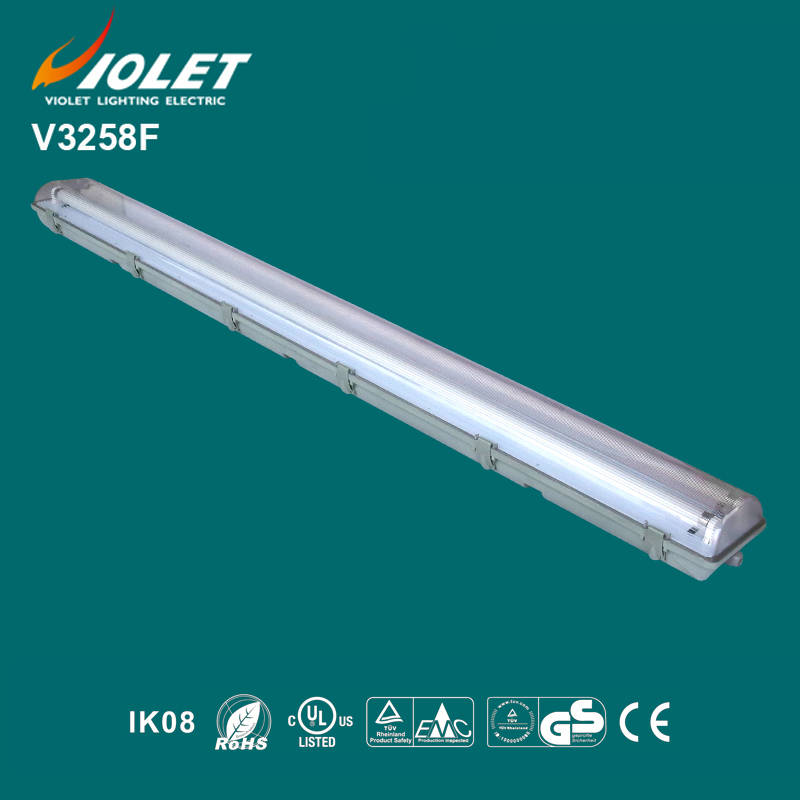 China 2x58w t8 waterproof fluorescent light fixtures ip65