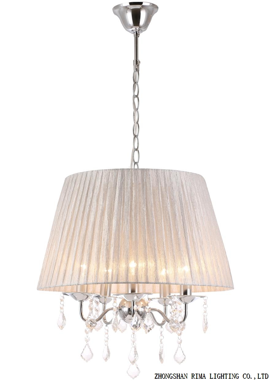 Rima Lighting Hot Sale Pendant Lamp with Fabric Lampshade and Crystal Decoration 8119-500