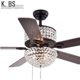 Crystal Ceiling Fan With Light 5 Blades Decorative sample Style