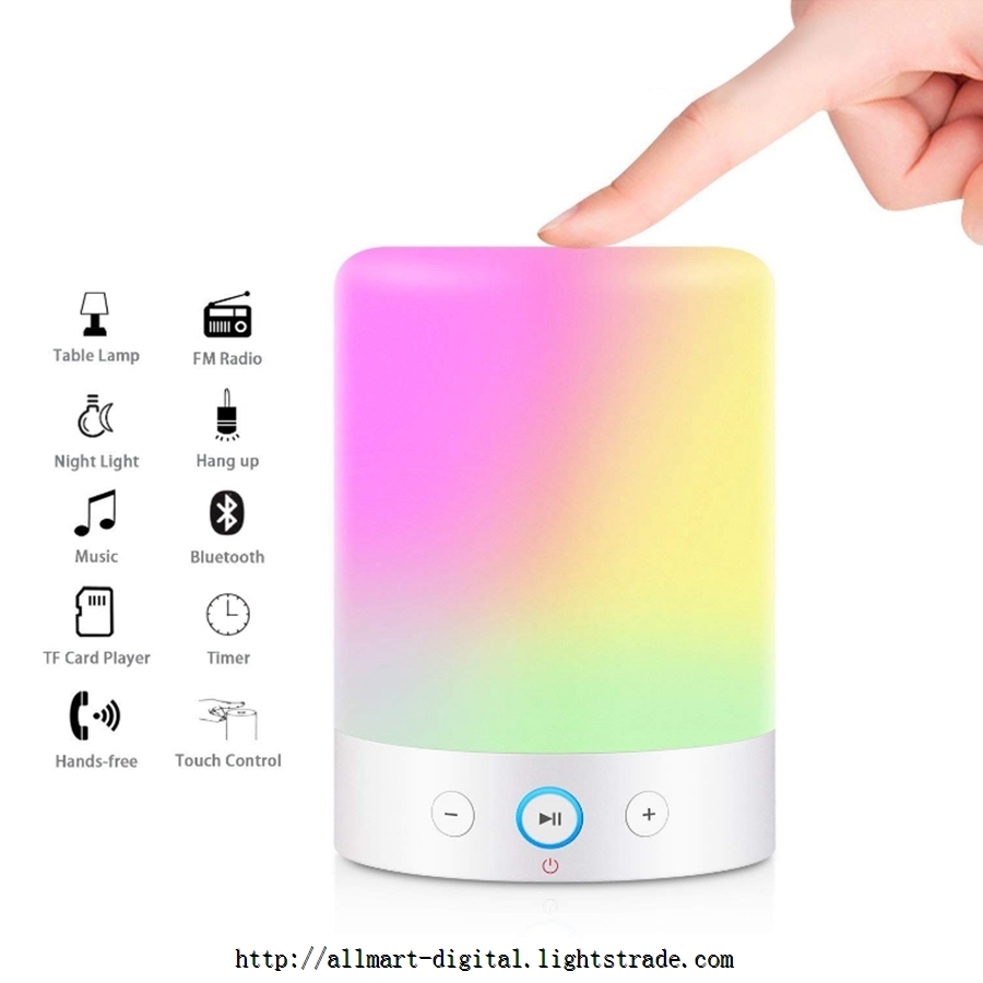 Touch Bedside Lamp with Bluetooth Speaker Dimmable Warm White Table Lamp & RGB Color Changing Lamp