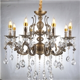 Hot sale Antique brass color crystal lighting chandelier lamp