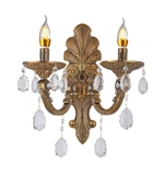 gold antique brass art glass crystal wall lamp aluminum alloy for hallway