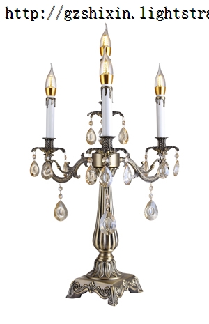 European style candle lamp antique brass table light for restaurant bedroom living room decoration