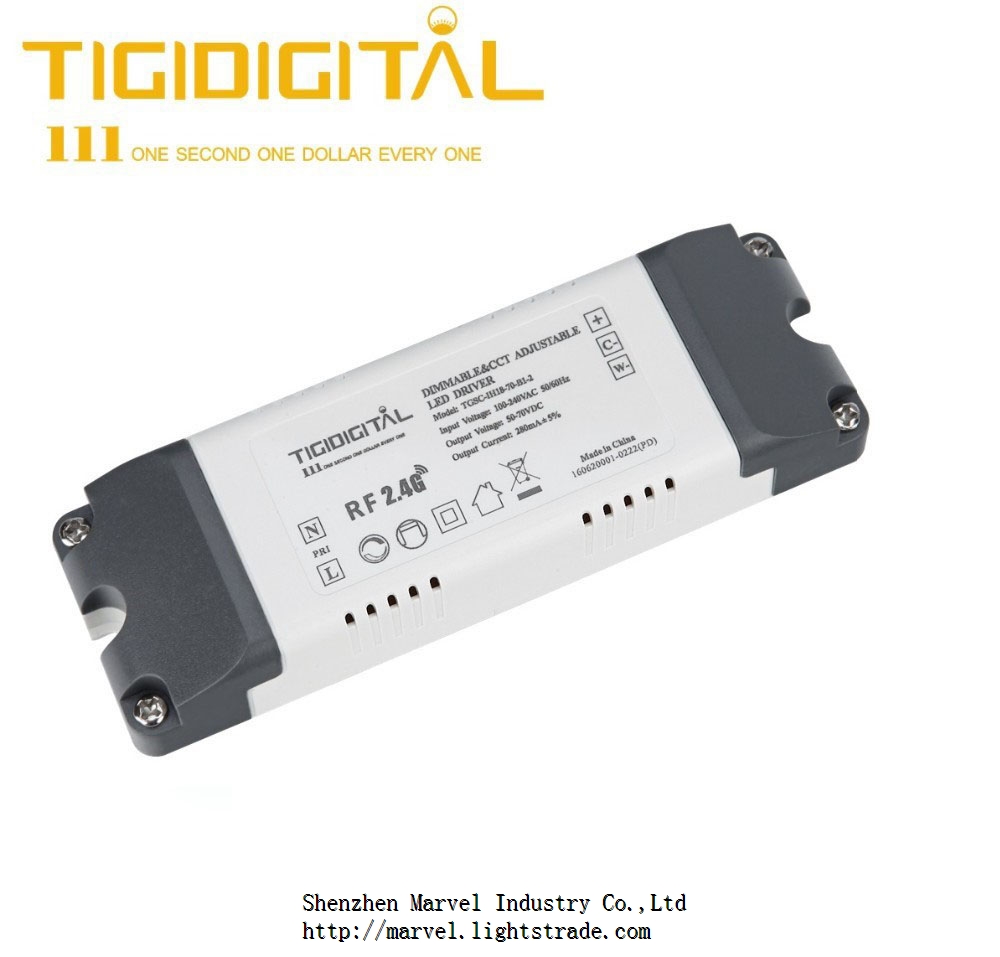 2.4G Wireless CCT and Dimmable LED Driver 240mA 280mA Output 15W*2 18W*2