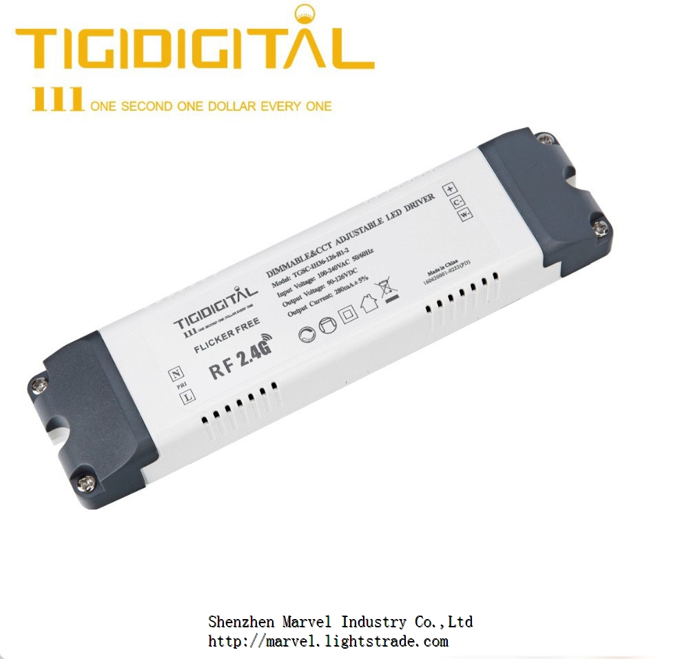 2.4G Wireless CCT and Dimmable LED Driver 240mA 280mA Output 30W*2 36W*2