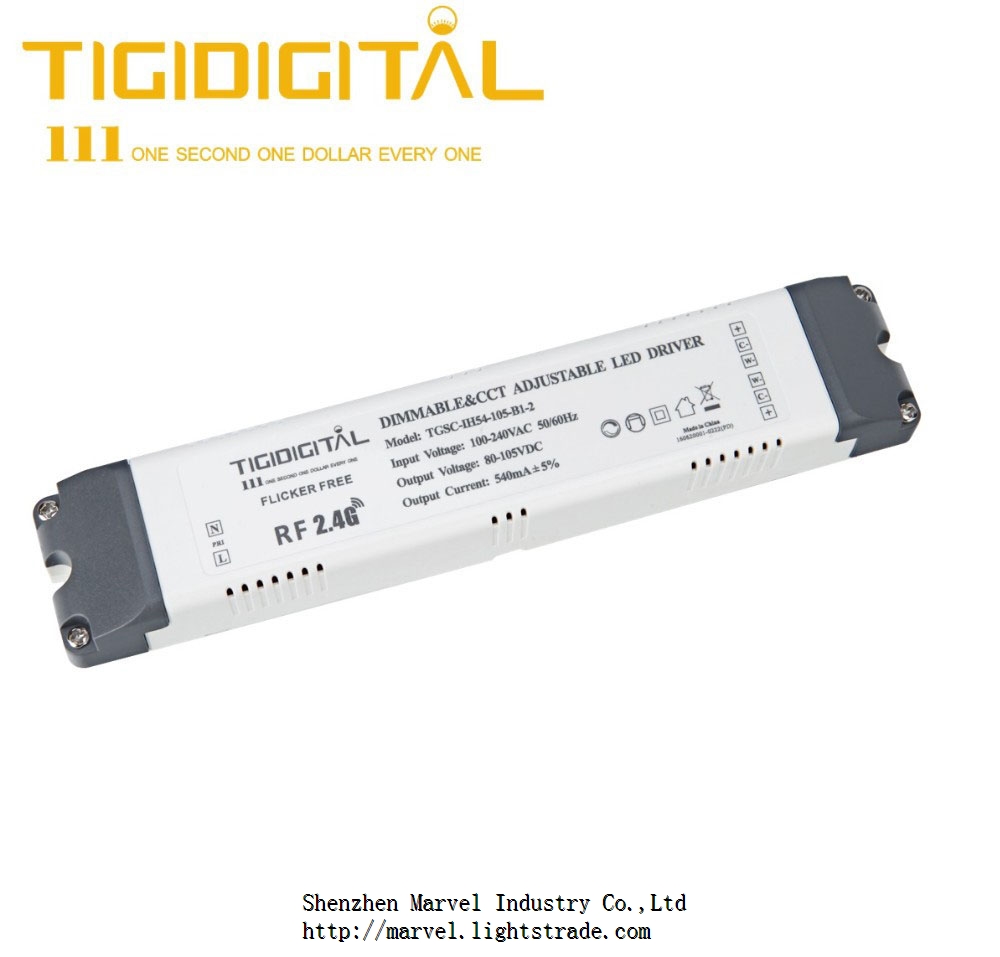 2.4G Wireless CCT and Dimmable LED Driver 480mA 540mA Output 50W*2 54W*2