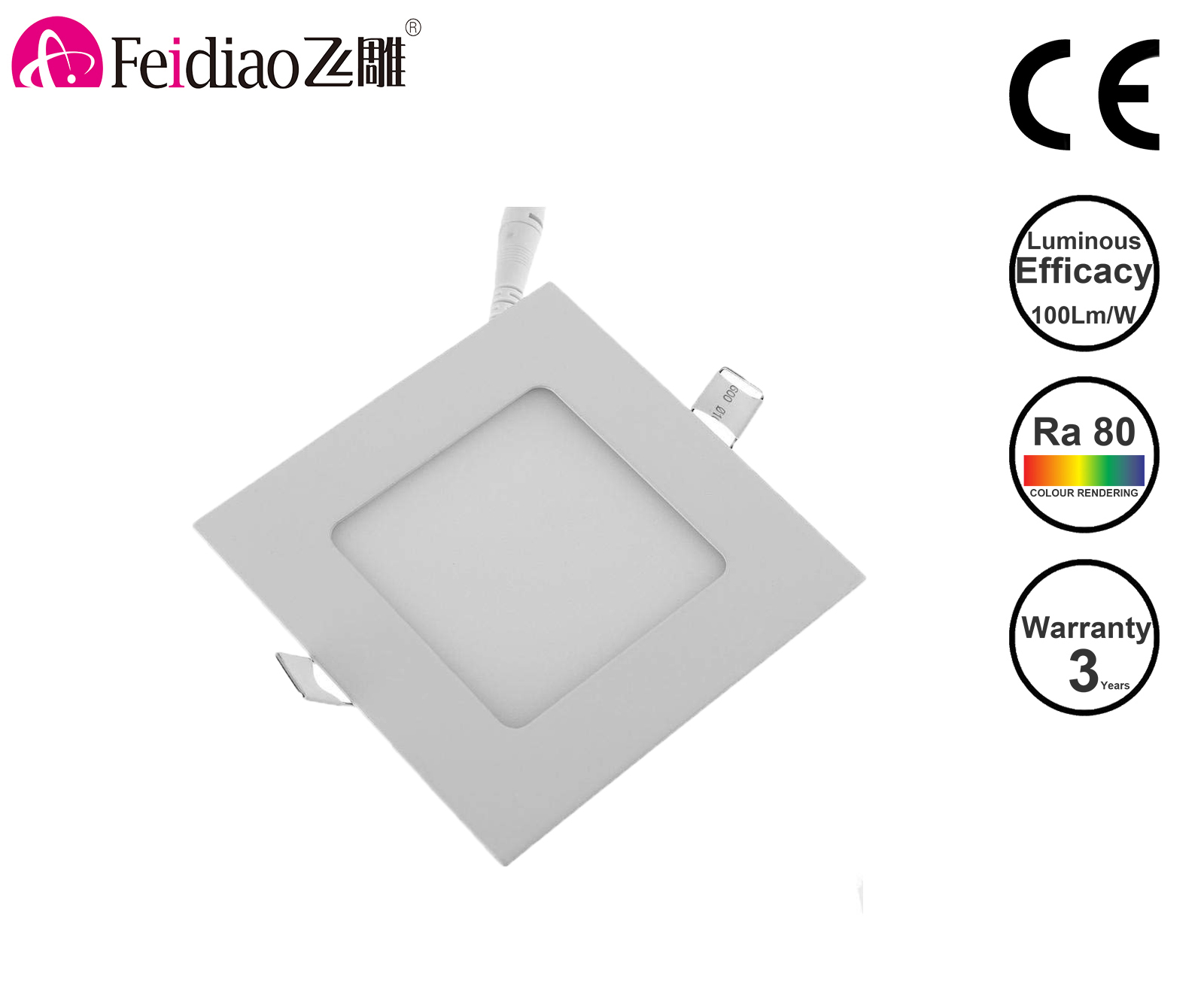 LED Panel Light 6W square panel light recessed down light square ultra slim panel light ceiling lamp