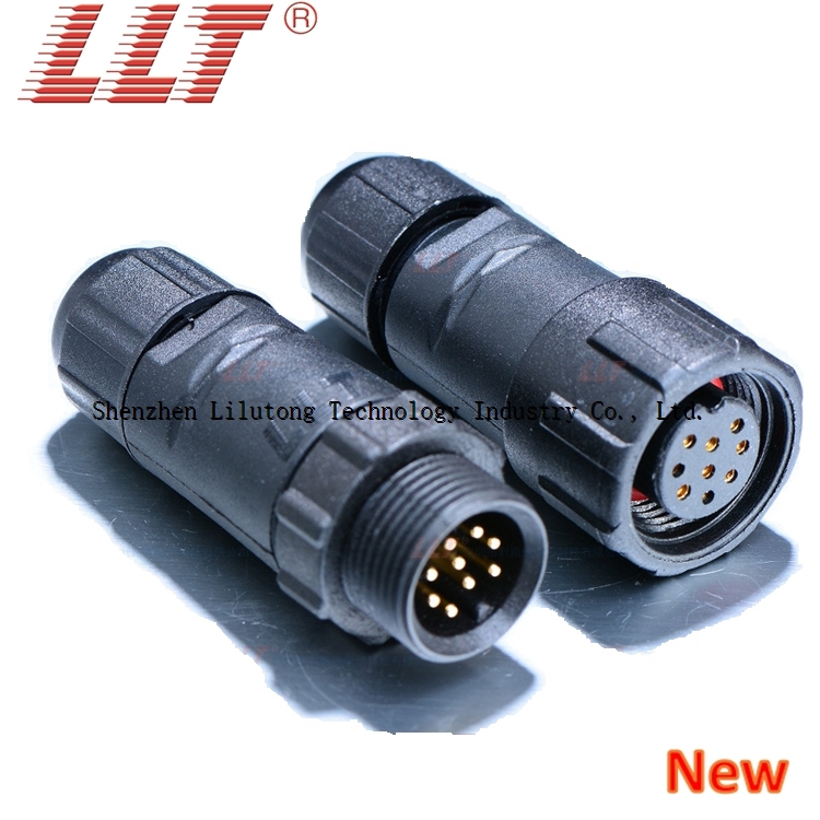 M14 9 pin male female wire led strip connector