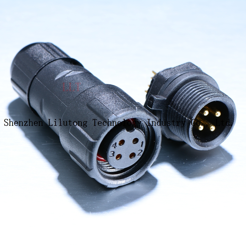 M14 4 pin rear panel mount led waterproof connector